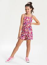 Conjunto Verão Menina Pink Cropped Alcinha e Short Corações do Mar