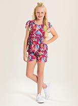 Conjunto Verão Menina Pink Cropped com Babado e Shorts Tucano Conjunto Verão Menina Pink Cropped com Babado e Shorts Tucano