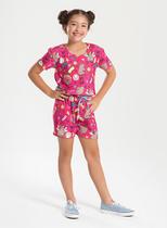 Conjunto Verão Menina Pink Cropped e Shorts Capivaras Conjunto Verão Menina Pink Cropped e Shorts Capivaras