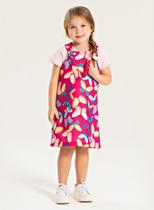 Conjunto Verão Menina Rosa Blusa e Salopete Borboletas