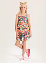 Conjunto Verão Menina Verde Cropped Alcinha e Saia com Babado Jardim dos Dinos