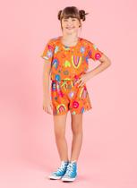 Conjunto Verão Menina Vitamina Cropped e Shorts Com Cadarço Conjunto Verão Menina Vitamina Cropped e Shorts Com Cadarço