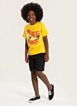 Conjunto Verão Menino Amarelo Camiseta e Bermuda Com Recortes Skate Park