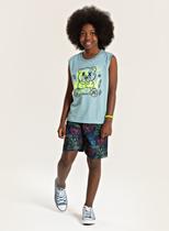 Conjunto Verão Menino Azul Regata e Bermuda Ursano Urbano