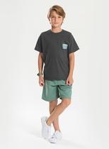 Conjunto Verão Menino Cinza Camiseta e Bermuda Com Cadarço Estilo Urbano