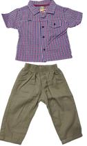 Conjunto Verão Menino Infantil Camisa Xadrez Calça