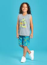 Conjunto Verão Menino Infantil Mescla Camiseta e Bermuda Wild Spirit