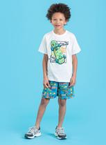 Conjunto Verão Menino Infantil Natural Camiseta e Bermuda Skate Vibes