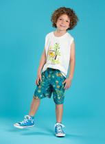 Conjunto Verão Menino Infantil Natural Camiseta e Bermuda Wild Spirit