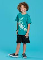 Conjunto Verão Menino Infantil Verde Camiseta e Bermuda Jacaré