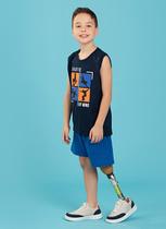 Conjunto Verão Menino Marinho Regata E Bermuda Skatista Conjunto Verão Menino Marinho Regata E Bermuda Skatista