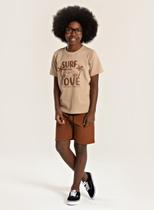 Conjunto Verão Menino Marrom Camiseta e Bermuda com Bolso Surf