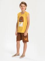 Conjunto Verão Menino Marrom Regata e Bermuda Gorro M Conjunto Verão Menino Marrom Regata e Bermuda Gorro M