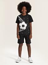 Conjunto Verão Menino Preto Camiseta e Bermuda Bola no Gol