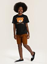Conjunto Verão Menino Preto Camiseta e Bermuda Com Lapela Urso Conjunto Verão Menino Preto Camiseta e Bermuda Com Lapela Urso
