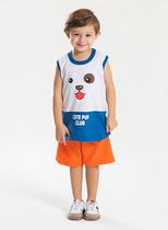 Conjunto Verão Menino Royal Regata com Recorte e Bermuda Cachorrinho