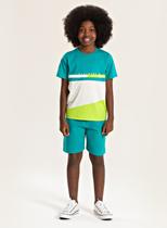 Conjunto Verão Menino Verde Camiseta com Recorte e Bermuda Molekada Conjunto Verão Menino Verde Camiseta com Recorte e Bermuda Molekada