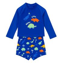 Conjunto Verão Moda Praia Infantil Menino Camiseta UV Sunga Boxer Dinossauros Conjunto Verão Moda Praia Infantil Menino Camiseta UV Sunga Boxer Dinossauros