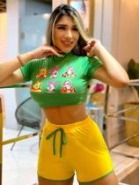 Conjunto Verão Temático Juvenil Adulto Moda Look Urso Pooh Conjunto Verão Temático Juvenil Adulto Moda Look Urso Pooh