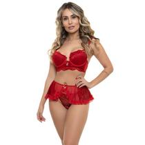Conjunto Vermelho Com SaiaSepie 14318 Rendado
