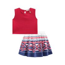 Conjunto Vermelho e Saia com Shorts Embutido