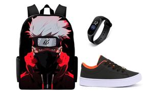 Conjunto Versatil lançamento Juvenil Mochila Escolar Mais Tenis Casual E Relogio Led