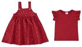 Conjunto vestido/blusa infantil estampado em viscolinho