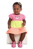 Conjunto Vestido Com Calcinha Meia Malha Menina Bebê