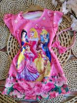 Conjunto Vestido Feminino Infantil Princesas De Verão Banho Com Arquinho! Conjunto Vestido Feminino Infantil Princesas De Verão Banho Com Arquinho!