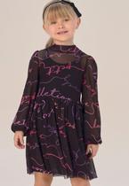 Conjunto Vestido Infantil Festa com Tule Preto Petit Cherie