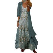 Conjunto Vestido Longo Feminino de Verão LOZ Sem Mangas com Estampa Floral Conjunto Vestido Longo Feminino de Verão LOZ Sem Mangas com Estampa Floral