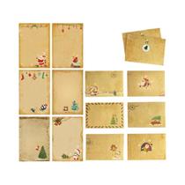 Conjunto Vintage De Natal Com Papéis De Cartão E Envelopes De Papai Noel E Boneco De Neve, 6 Peças,