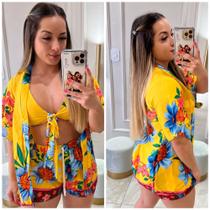 Conjunto Viscolinho kimono mais Top e Short