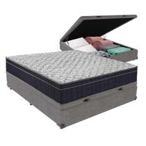 Conjunto Viúvo Cama Bege Box Baú Colchão Firme Ortobom D45 - Cinza