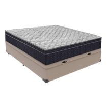 Conjunto Viúvo Cama Bege Box Baú Colchão Firme Ortobom D45