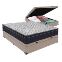 Conjunto Viúvo Cama Bege Box Baú Colchão Firme Ortobom D45