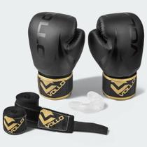 Conjunto Vollo Boxe E Muay Thai 10oz - unissex - preto e dourado