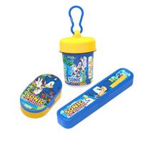 Conjunto Volta As Aulas Lancheiras Potes Organizador Estojo 3 Peças Infantil Hello Kitty Sonic -