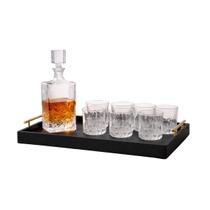 Conjunto whisky com bandeja preta garrafa e 6 copos Conjunto whisky com bandeja preta garrafa e 6 copos