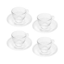 Conjunto Wolff Linha Pearl 4 Xícaras com Pires de Cristal
