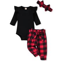 Conjunto xadrez com roupa de Natal para bebês e meninas Aalizzwell Preemie Conjunto xadrez com roupa de Natal para bebês e meninas Aalizzwell Preemie