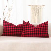 Conjunto xadrez decorativo CARRIE HOME 12x20 vermelho preto
