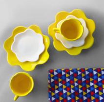 Conjunto Xícara 100 Ml Flor Amarelo