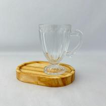 Conjunto Xícara de Chá Café Pires Oval de Madeira Cafezinho Conjunto Xícara de Chá Café Pires Oval de Madeira Cafezinho