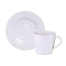 Conjunto Xícara de Chá com Pires Tramontina Vibrare Porcelana 185ml Café Branco Mesa Posta