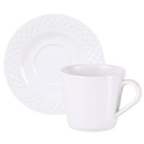 Conjunto Xícara de Chá e Pires Porcelana Tramontina Ingrid 185ml Branco Café Mesa Posta