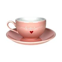 Conjunto Xícara e Pires 160ml Lamour Porcelana - Hauskraft