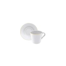 Conjunto Xícara e Pires Chá Filetado Tramontina Elisa em Porcelana com Borda Dourada 185 ml 2 Peças Conjunto Xícara e Pires Chá Filetado Tramontina Elisa em Porcelana com Borda Dourada 185 ml 2 Peças