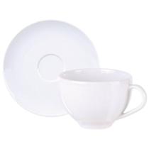 Conjunto Xícara e Pires de Chá 250ml Porcelana Tramontina Maria Augusta Branco Mesa Posta