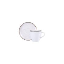 Conjunto Xícara E Pires De Chá Tramontina Rústico Marrom Em Porcelana Decorada 200 Ml 2 Peças Tramontina